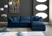 Modular 4 pcs sectional in navy velvet fabric by Meridian additional picture 6