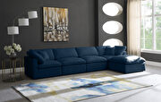 Modular 5 pcs sectional in navy velvet fabric by Meridian additional picture 3