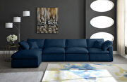 Modular 5 pcs sectional in navy velvet fabric by Meridian additional picture 6