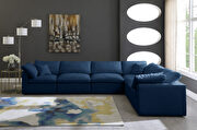 Modular 6 pcs sectional in navy velvet fabric by Meridian additional picture 3