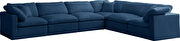 Modular 6 pcs sectional in navy velvet fabric by Meridian additional picture 4