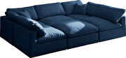 Modular 6 pcs sectional in navy velvet fabric by Meridian additional picture 4