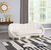 Curved elegant velvet contemporary chaise style couch by Meridian additional picture 6