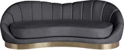 Curved elegant velvet contemporary chaise style couch by Meridian additional picture 3