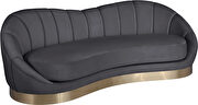 Curved elegant velvet contemporary chaise style couch by Meridian additional picture 6
