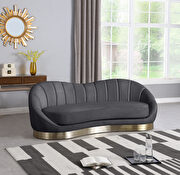 Curved elegant velvet contemporary chaise style couch by Meridian additional picture 7