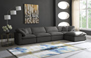 Modular 5pcs contemporary velvet sectional by Meridian additional picture 6