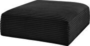 Black corduroy fabric low-profile ottoman additional photo 5 of 6