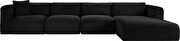 Black corduroy 4pcs fabric low-profile modular sectional by Meridian additional picture 8