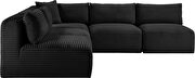 Black 101-inch 5pcs corduroy fabric low-profile modular sectional by Meridian additional picture 6