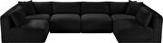 6pcs 140 inch black corduroy fabric low-profile modular sectional by Meridian additional picture 6