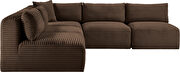 Brown 101-inch 5pcs corduroy fabric low-profile modular sectional by Meridian additional picture 6