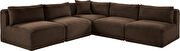 Brown 101-inch 5pcs corduroy fabric low-profile modular sectional by Meridian additional picture 7