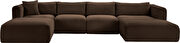 Brown 145-inch 5pcs corduroy fabric low-profile modular sectional by Meridian additional picture 8