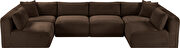 6pcs 140 inch brown corduroy fabric low-profile modular sectional by Meridian additional picture 7