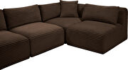 6pcs 140 inch brown corduroy fabric low-profile modular sectional by Meridian additional picture 10