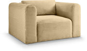 Camel corduroy fabric low-profile armchair additional photo 3 of 8