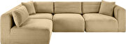 Camel corduroy fabric low-profile modular 4pcs sectional by Meridian additional picture 8