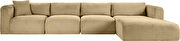 Camel corduroy 4pcs fabric low-profile modular sectional by Meridian additional picture 8