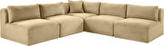 Camel 101-inch 5pcs corduroy fabric low-profile modular sectional by Meridian additional picture 7