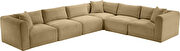 6pcs camel corduroy fabric low-profile modular sectional by Meridian additional picture 7