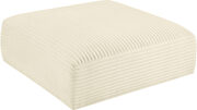 Cream corduroy fabric low-profile ottoman additional photo 2 of 6