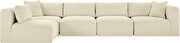 Cream corduroy fabric low-profile modular 5pcs sectional by Meridian additional picture 7