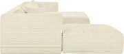 Cream 145-inch 5pcs corduroy fabric low-profile modular sectional by Meridian additional picture 8