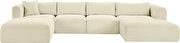 Cream 145-inch 5pcs corduroy fabric low-profile modular sectional by Meridian additional picture 9