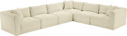 6pcs cream corduroy fabric low-profile modular sectional by Meridian additional picture 7