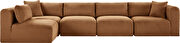 Saddle corduroy fabric low-profile modular 5pcs sectional by Meridian additional picture 7