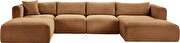 Saddle 145-inch 5pcs corduroy fabric low-profile modular sectional by Meridian additional picture 8