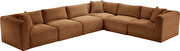 6pcs saddle corduroy fabric low-profile modular sectional by Meridian additional picture 7