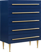 Contemporary chest in navy blue w/ golden handles by Meridian additional picture 3