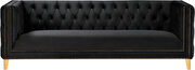 Black velvet / gold nailheads stylish sofa by Meridian additional picture 3