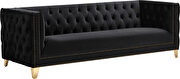 Black velvet / gold nailheads stylish sofa by Meridian additional picture 4