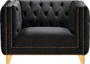 Black velvet / gold nailheads stylish chair by Meridian additional picture 3
