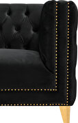 Black velvet / gold nailheads stylish loveseat by Meridian additional picture 5