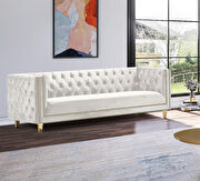 Cream velvet / gold nailheads stylish sofa by Meridian additional picture 2