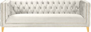 Cream velvet / gold nailheads stylish sofa by Meridian additional picture 5