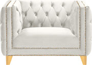 Cream velvet / gold nailheads stylish chair by Meridian additional picture 2