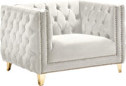 Cream velvet / gold nailheads stylish chair by Meridian additional picture 3