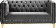 Gray velvet / gold nailheads stylish loveseat by Meridian additional picture 3
