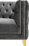 Gray velvet / gold nailheads stylish loveseat by Meridian additional picture 5
