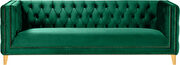 Green velvet / gold nailheads stylish sofa by Meridian additional picture 4