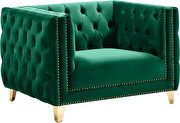 Green velvet / gold nailheads stylish chair by Meridian additional picture 2