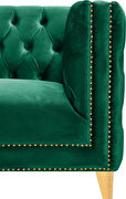 Green velvet / gold nailheads stylish loveseat by Meridian additional picture 6