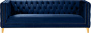 Navy velvet / gold nailheads stylish sofa by Meridian additional picture 5