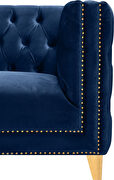 Navy velvet / gold nailheads stylish sofa by Meridian additional picture 6