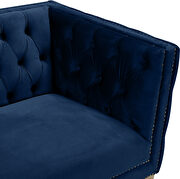 Navy velvet / gold nailheads stylish sofa by Meridian additional picture 8